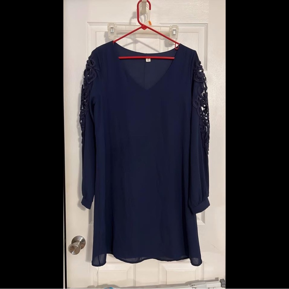 Elegant Navy Long Sleeve Dress
